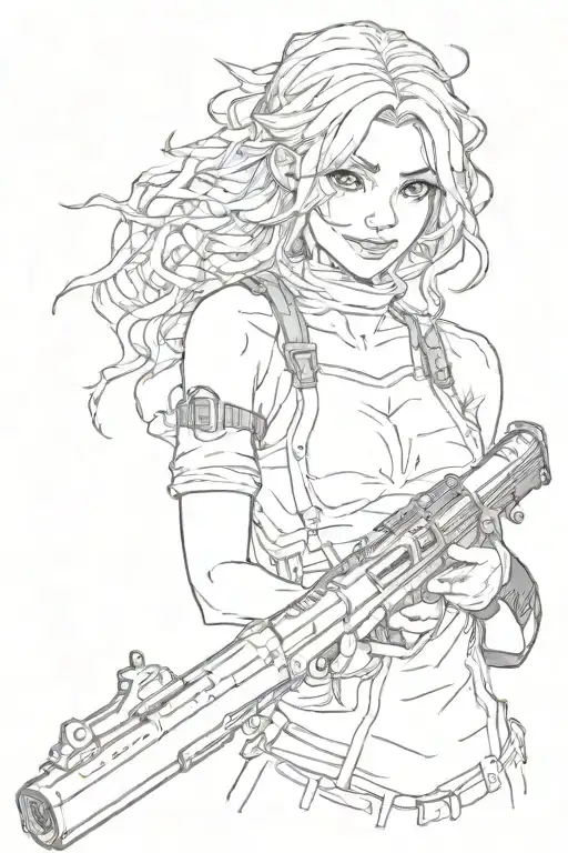 Girl Gun Blood Evil Smile