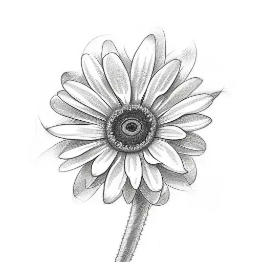 A Sketch-style Tattoo Of A Daisy And Poppy Merging Together To Create A Unique Floral Hybrid