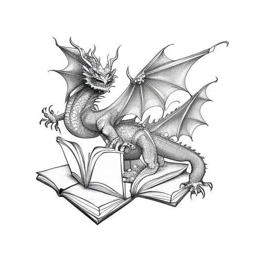 Dragon Emerging From The Pages Of A Book
