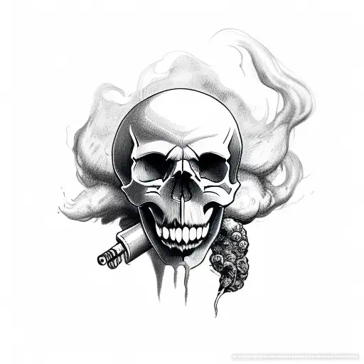 Skull With Smoke Out Of Mouth And Eyes