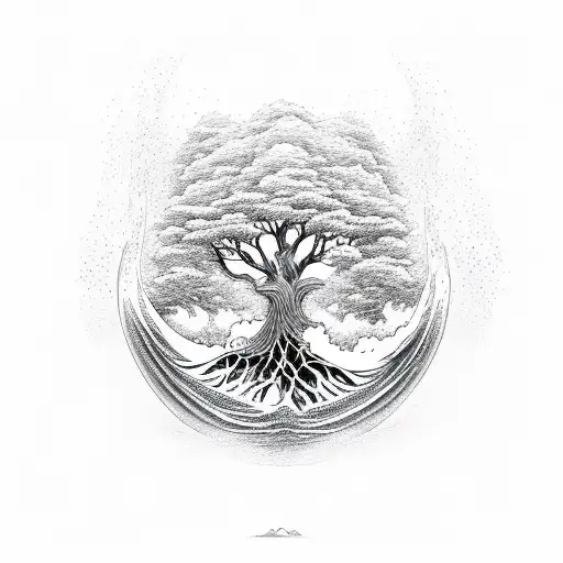 Tree Of Life With Wave Crashing