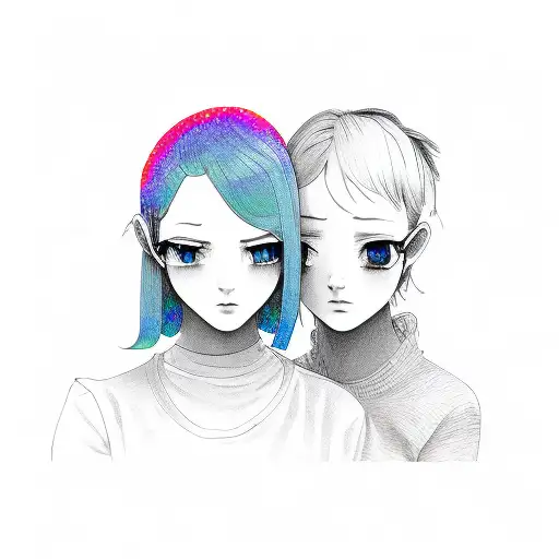 Lesbian Couple And Rainbow Colors