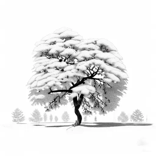 Pine Tree With Jacaranda Tree