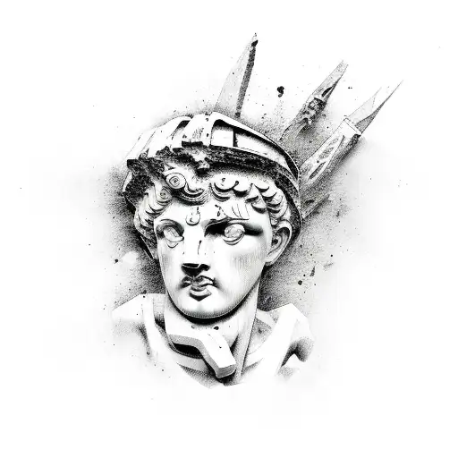 A Broken Greek Statue Covered With Graffiti