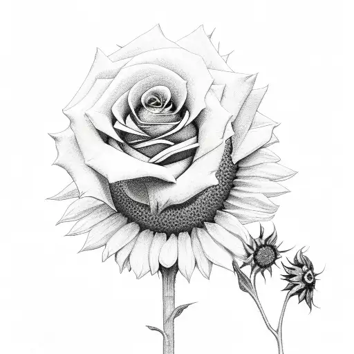 Rose With Sunflower Loving Each Other Deathlike