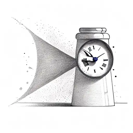 Hour Glass With Clock On The Top Bottle And Sand Below