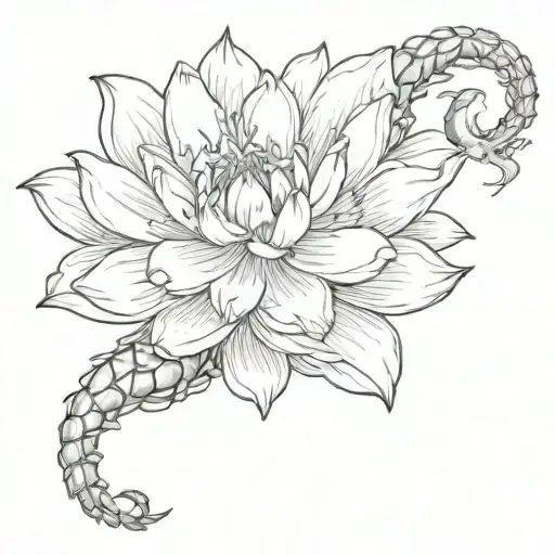 Scorpion Circling A Water Lily Flower