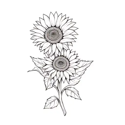 Two Sunflower Heads With Lots Of Leafs