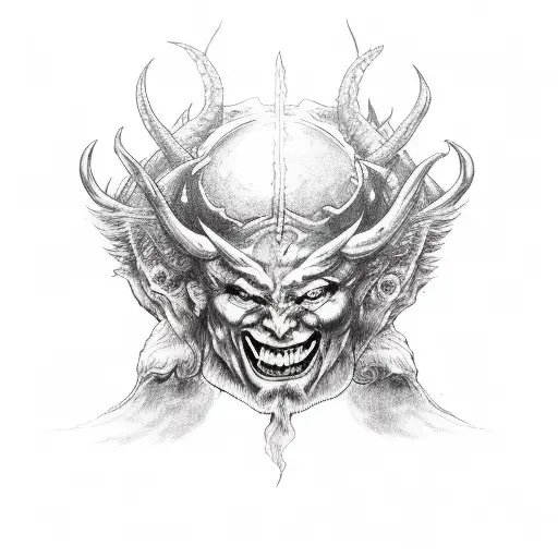 Devil On Bottom God On Top And A Demon And Angel Embracing In Center