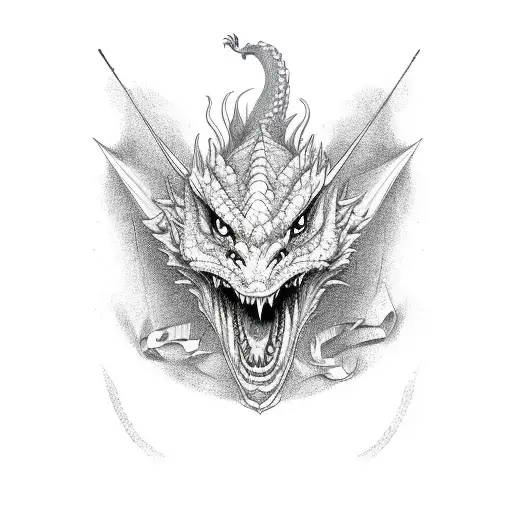 Dragon With Cancer Ribbon