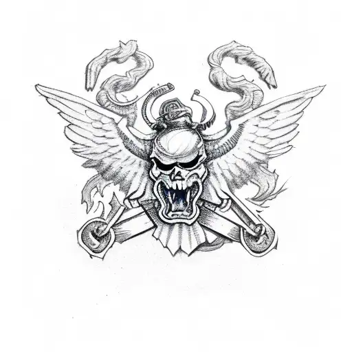 Demonic Us Marine Corps With Fire