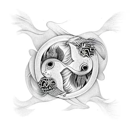 Koi Fish In Form Of Yin And Yang