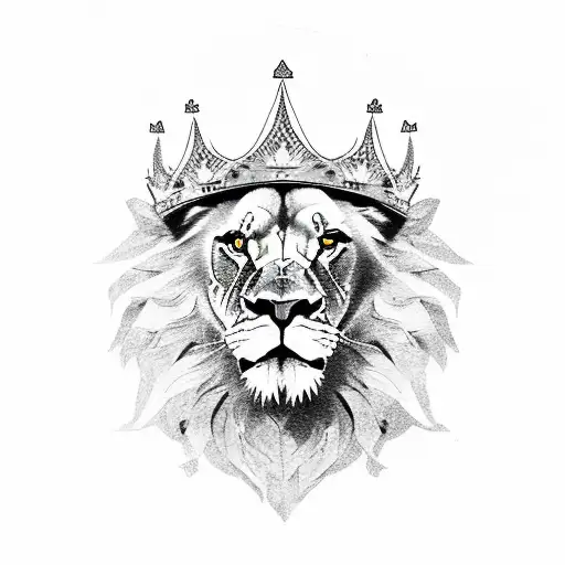 A Lion Wearing A Crown Made Of Dollar Bills