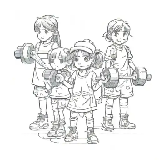 A Group Of Children Holding Weights