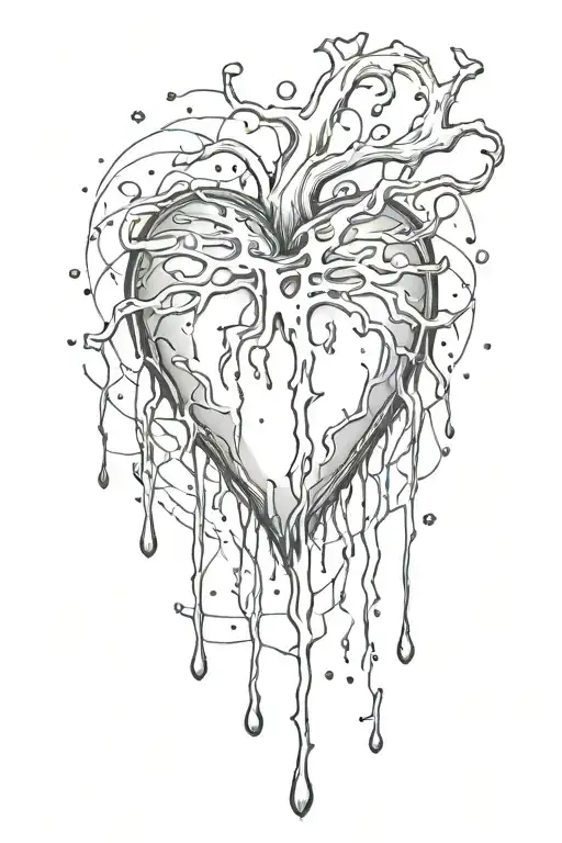 Dripping Blood Heart With Celestial Line Work