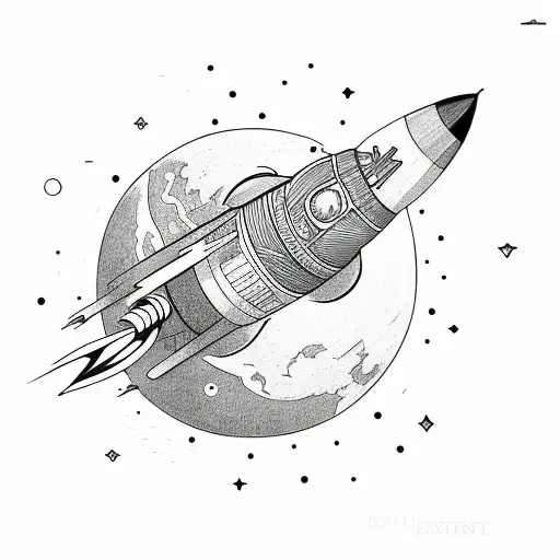 Rocket With Simple Line Work