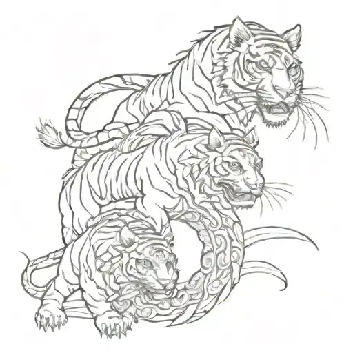 Tiger And Dragon And Bull