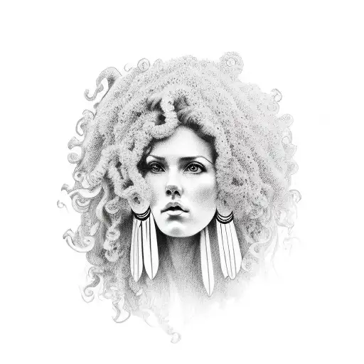 Silhoutte Symbolising My Mother With Big Hoop Earings And Long Curly Hair