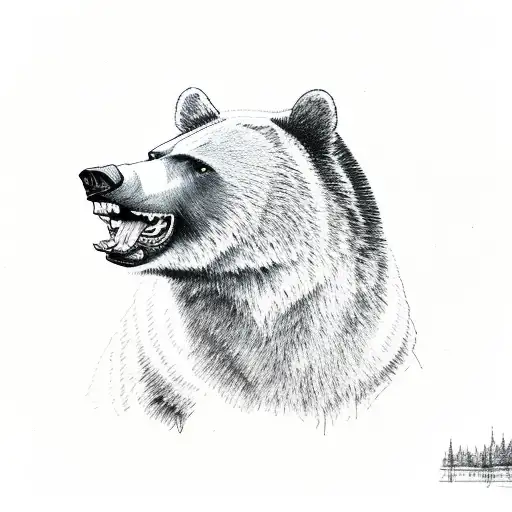 Realistic Black Bear Open Mouth Not Angry