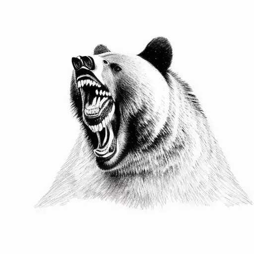 Realistic Black Bear Open Mouth Not Angry