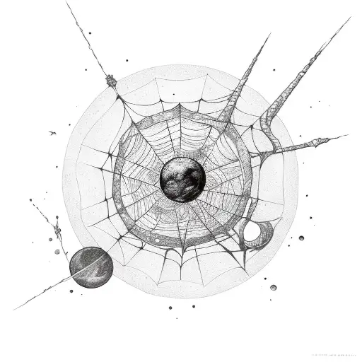 Moon And Rose And Spiderweb