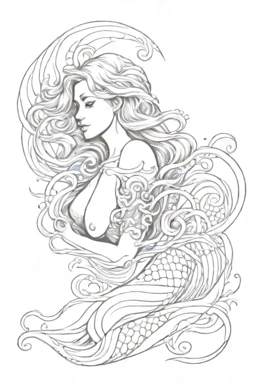 Mermaid Inner Peace Sad Face Ocean Waves Crashing