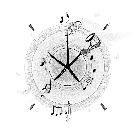 Beach Sunset With Music Notes In The Sky