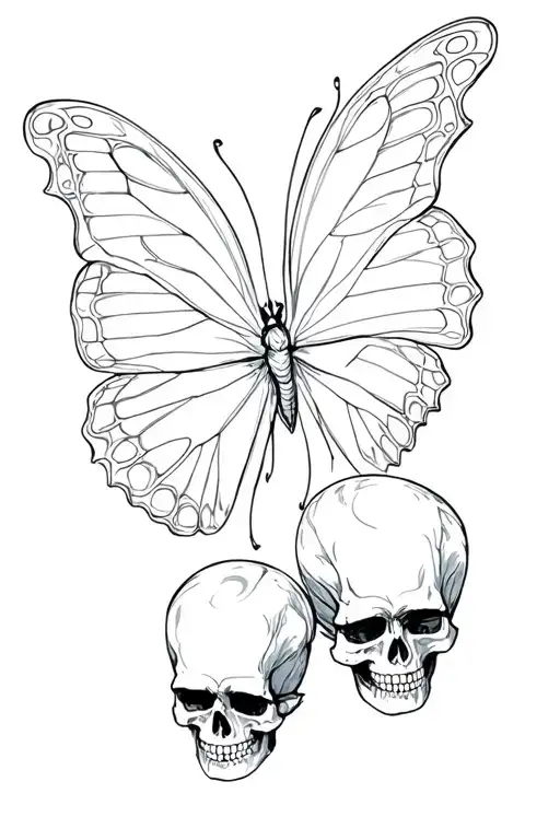 Butterfly Whit Skulls Representing Dark Periods