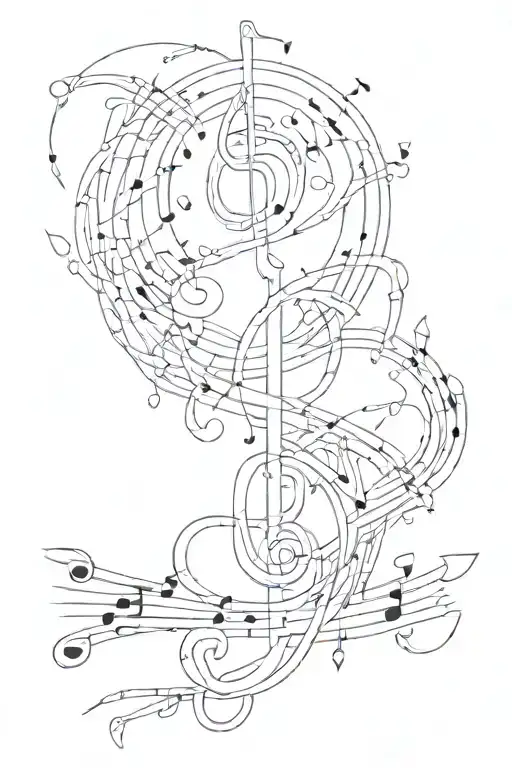 Sioux Native Inspired Tattoo Featuring Musical Notes Intertwined