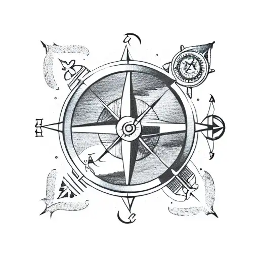 A Cat Sailing On A Moonlit Sea With A Compass As Its Guide