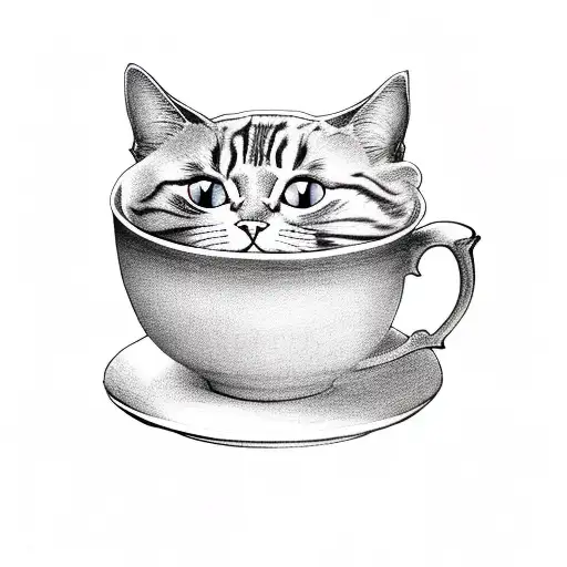 A Cat Wearing A Hat Drinking From A Teacup