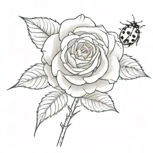 Rose With Ladybug On Stem