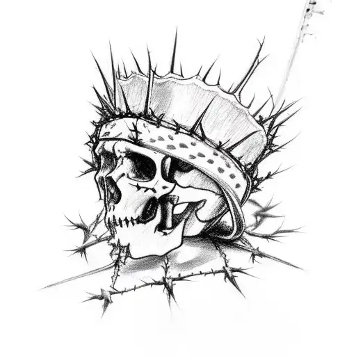 A Caveira Mexicano Wearing A Crown Of Thorns