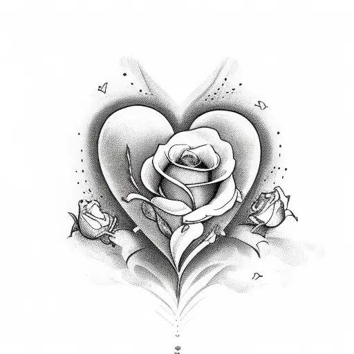 Mom Heart With Dove And Rose