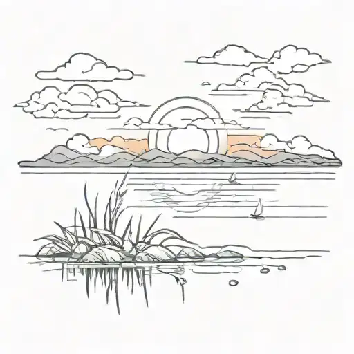 Sunset Over The Water Stipplinf