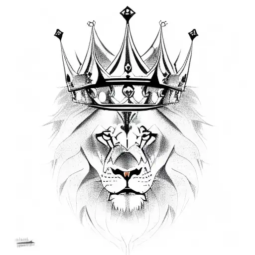 Angry Lion With Kings Crown Growling