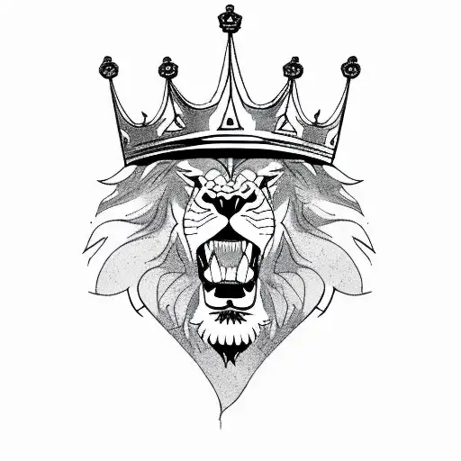 Angry Lion With Kings Crown Growling
