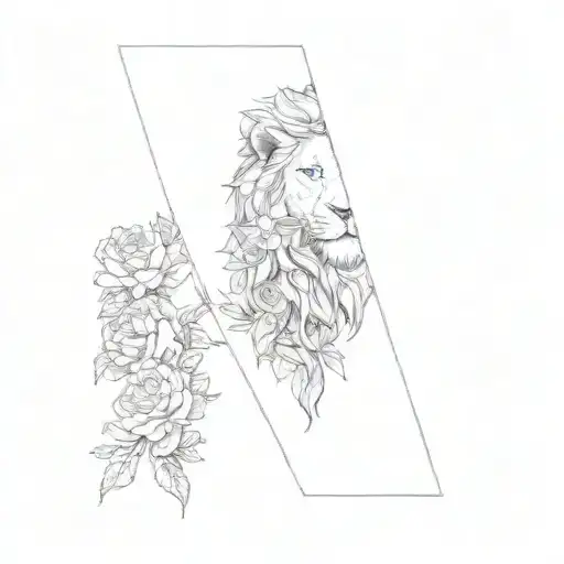 A Lion And Flowers