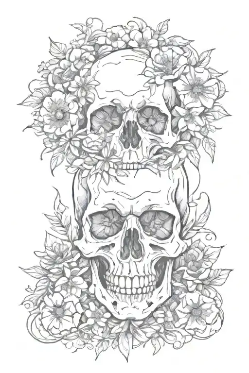 Skull And Wild Flowers