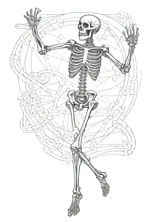 Dancing Stick Skeleton With 4744 In One Of The Bones