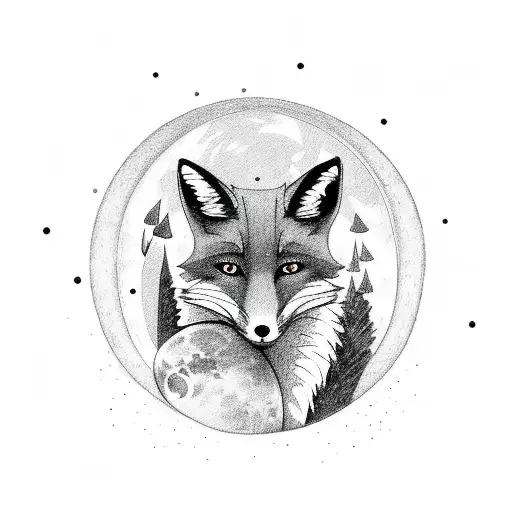 A Fox Watching The Moon