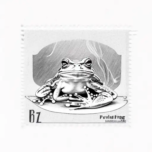 Smoking Frog In A Post Stamp