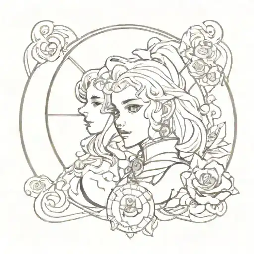 Utena's Rose Signet And Madoka's Charlotte Witch Sign