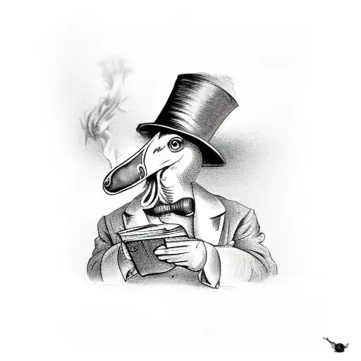 A Dodo Bird Wearing A Top Hat And Smoking A Pipe While Reading A Book