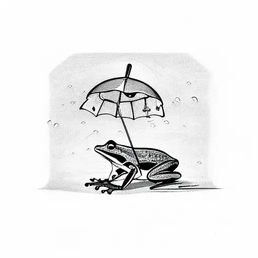 Frog Floating Under Umbrella