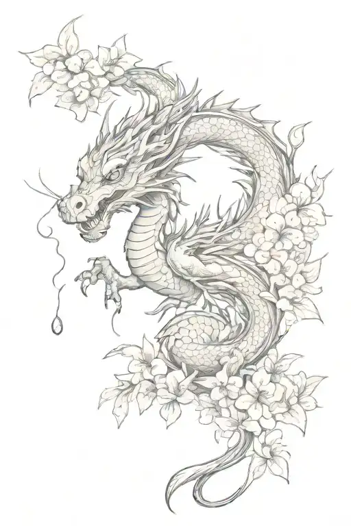 Dragon With Cherry Blossoms