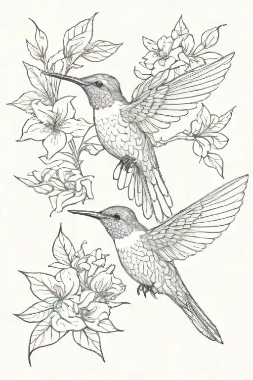 Hummingbird And Flowers