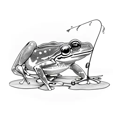 Frog Fishing On Lilly Pad