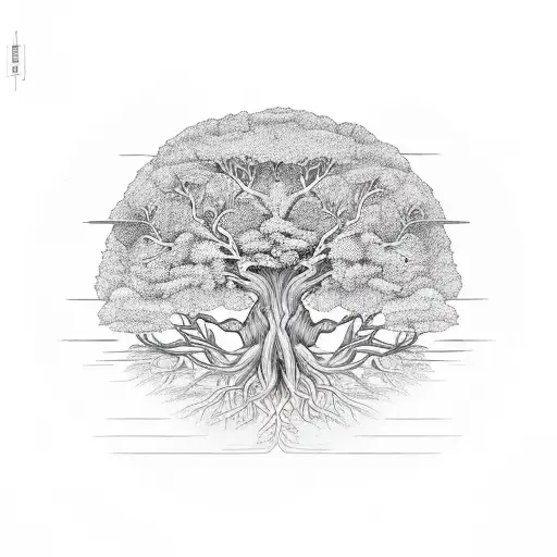 Tree Of Life With Complex Root And Branch System