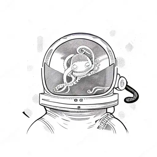 Octopus In Space With Astronaut Helmet On